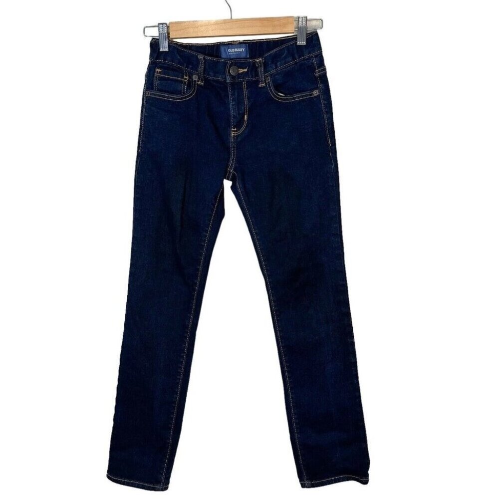 Old Navy Boys Dark Wash Denim Jeans Slim Fit Adjustable Waist Size 12